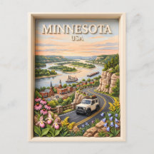 Paysage de road trip au Minnesota, rivière texturé