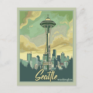 Carte Postale Paysage de Seattle - Un Voyage Vintage