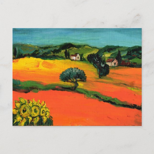 CARTE POSTALE PAYSAGE DE TOSCANE AVEC TOURNESOLS (Devant)