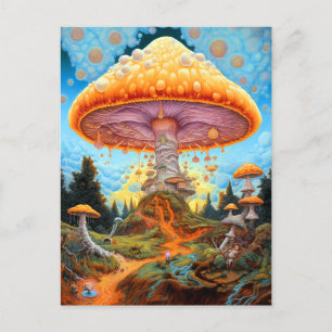 Carte Postale Paysage des champignons Art des Imaginaires surréa