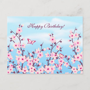 Invitations Faire Part Cartes Joyeux Anniversaire Fleurs De Cerisier Zazzle