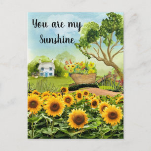 Carte Postale Paysage des tournesols jaunes