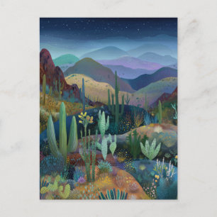 Carte Postale Paysage Désertique Fantastique de Style Aquarelle