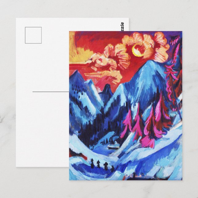 Carte Postale Paysage d'hiver au clair de lune Kirchner Beaux-Ar (Devant / Derrière)