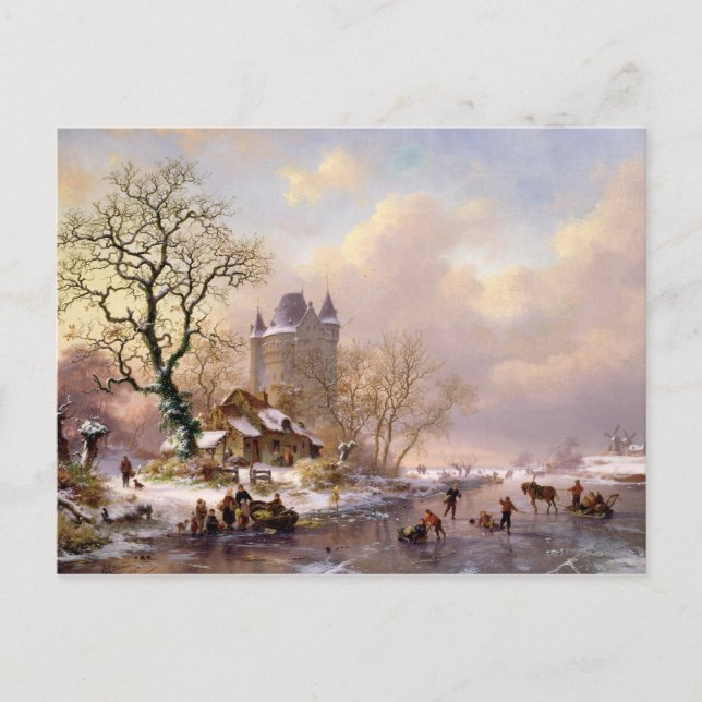 Carte Postale Paysage d'hiver avec château (Devant)