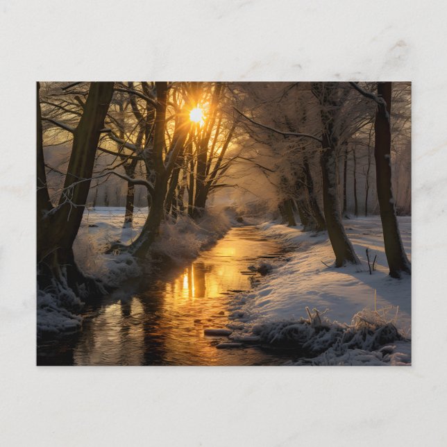 Carte Postale Paysage d'hiver, beau paysage, (Devant)