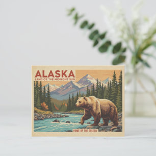 Carte Postale Paysage d'ours grizzly de voyage en Alaska