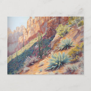 Carte Postale Paysage du canyon du désert avec Cactus et Agave