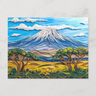 Carte Postale Paysage du Kilimandjaro avec savane aux zèbres