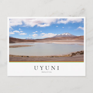 Carte Postale Paysage du lac avec volcan près d'Uyuni, Bolivie