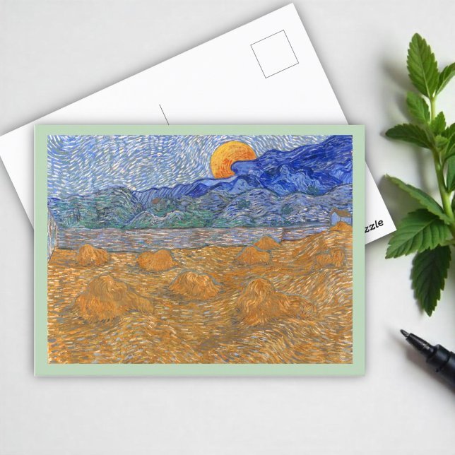 Carte Postale Paysage du soir avec la lune montante par Van Gogh (Créateur téléchargé)