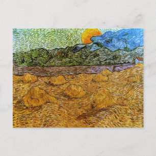 Carte Postale Paysage du soir Lune émergente, Van Gogh Art