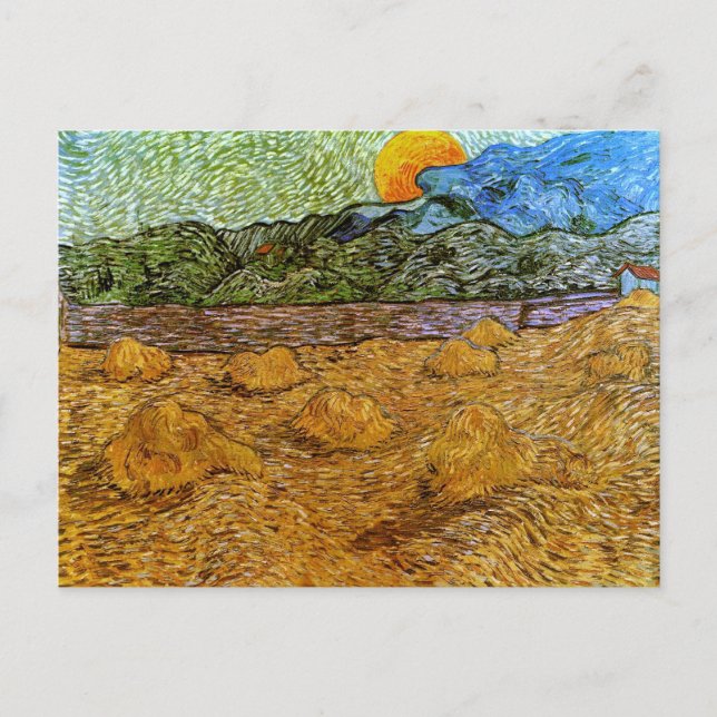 Carte Postale Paysage du soir Lune émergente, Van Gogh Art (Devant)