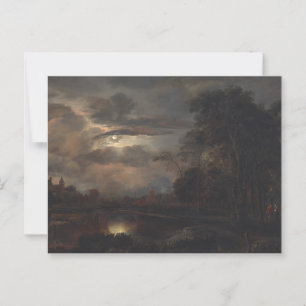 Carte Postale Paysage éclairé de la Lune avec pont par van der N