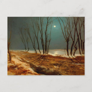 Carte Postale Paysage en hiver au clair de lune, Art