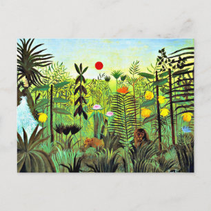 Carte Postale Paysage exotique avec Lion et Lioness,