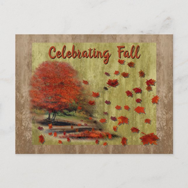 Carte Postale Paysage Feuille en chute d'automne (Devant)