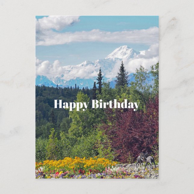 Carte Postale Paysage floral d'Alaska Denali Photo d'anniversair (Devant)