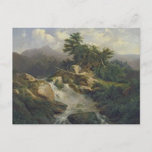 Carte Postale Paysage forestier avec cascade (Devant)