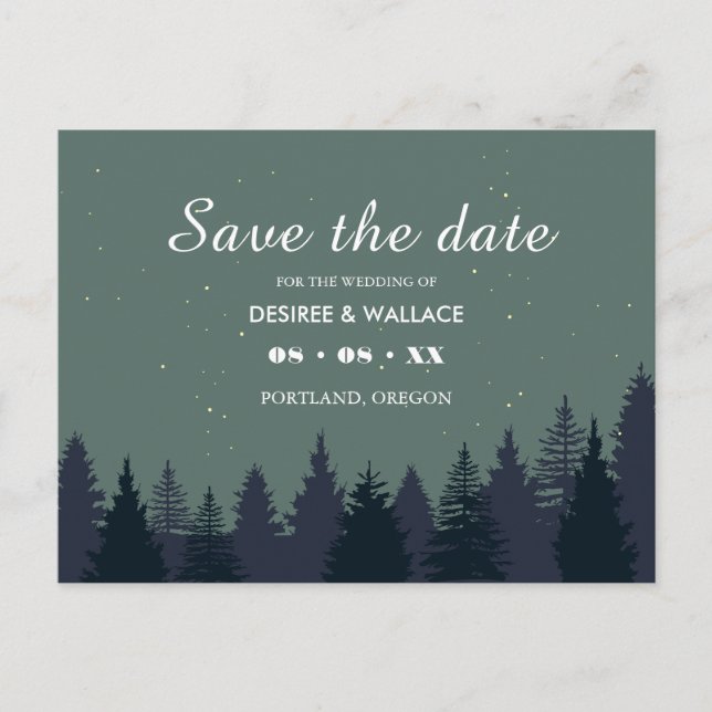 Carte Postale Paysage forestier de pins Save the Date  (Devant)