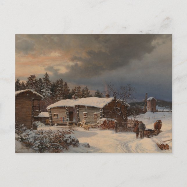 Carte Postale Paysage Hiver Avec Ferme À Häme (Devant)