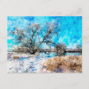 Carte Postale Paysage hivernal à la rivière du Havel enneigé. Pe