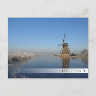 Carte Postale Paysage hivernal avec moulin à vent et glace