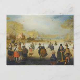 Carte Postale Paysage hivernal avec patineurs