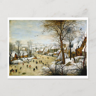 Carte Postale Paysage hivernal avec patineurs de glace