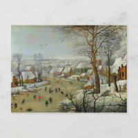 Paysage hivernal avec patineurs et piège à oiseaux
