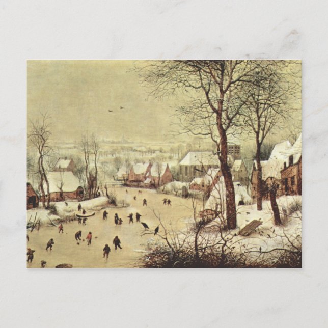 Carte Postale Paysage hivernal avec piège à oiseaux - 1565 (Devant)