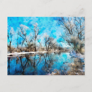 Carte Postale Paysage hivernal enneigé sur la rivière Havel. Art