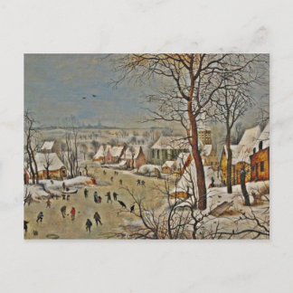 Carte Postale Paysage hivernal sur un étang aux oiseaux