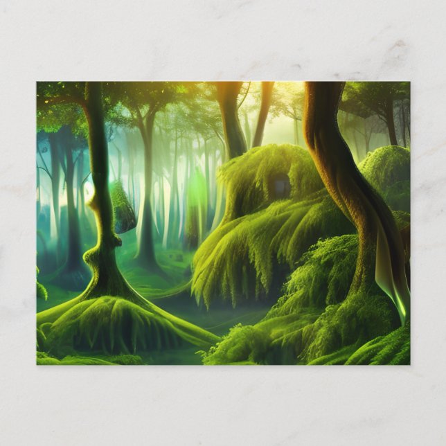 Carte Postale Paysage mystique de la forêt verte (Devant)