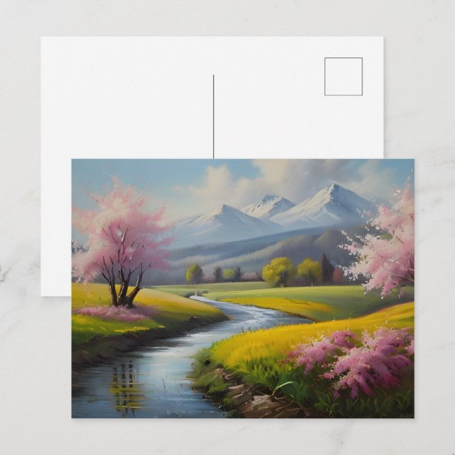 Carte Postale paysage naturel printanier (Devant / Derrière)