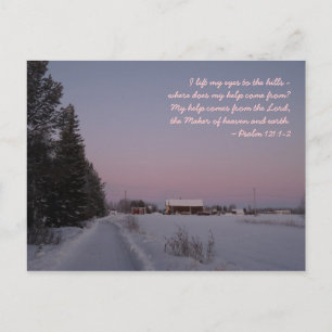 Carte Postale Paysage neigeux avec verse biblique