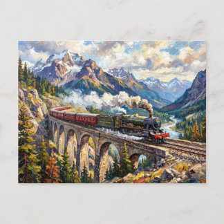 Carte Postale Paysage panoramique artistique du train à vapeur d