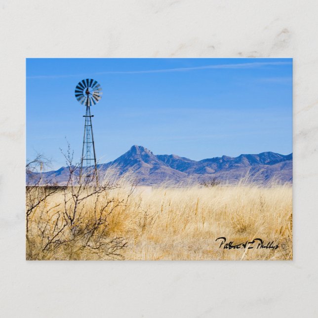 Carte Postale Paysage Photo Rustique Windmill Mountain Range (Devant)