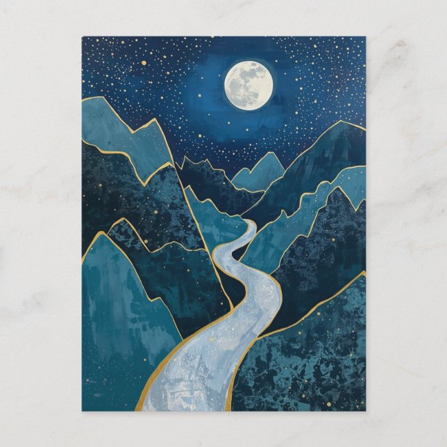 Carte Postale paysage pics dorés sous un ciel nocturne  (Devant)