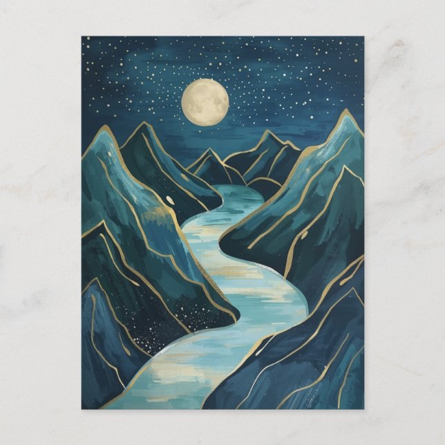 Carte Postale paysage pics dorés sous un ciel nocturne  (Devant)