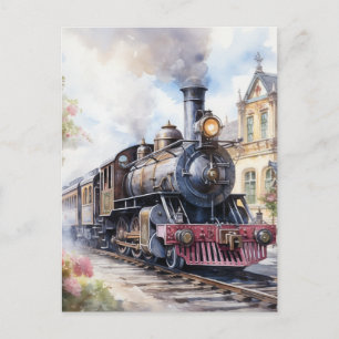Carte Postale Paysage pittoresque avec un train victorien