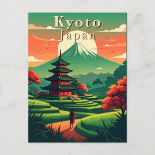 Carte Postale Paysage rétro de Kyoto Japon Pagode Mont Fuji