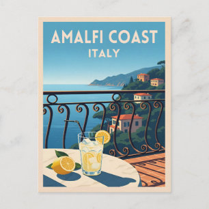 Carte Postale Paysage rétro Vintage voyage Côte Amalfi Italie
