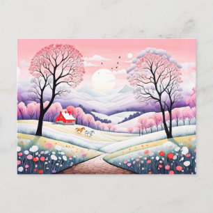 Carte Postale Paysage rural Transition de l'hiver au printemps