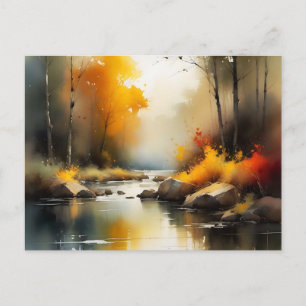 Carte Postale Paysage serein et vibrant de rivière en automne