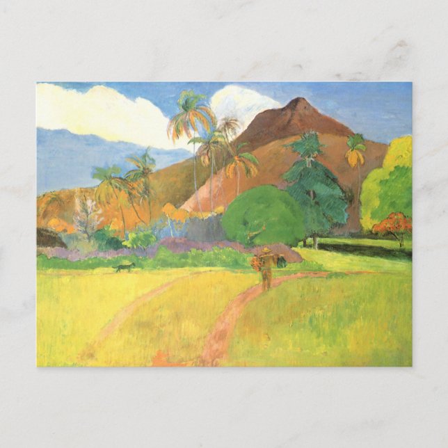 Carte Postale Paysage tahitien, Montagnes Tahiti, Paul Gauguin (Devant)