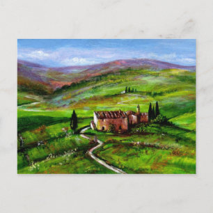 CARTE POSTALE PAYSAGE TOSCANE AUX COLLINES VERTES