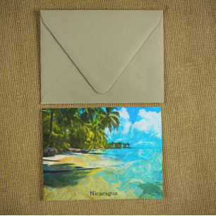 Carte Postale Paysage Tropical du Nicaragua Peinture à l'Huile P