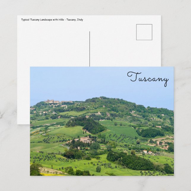 Carte Postale Paysage typique de la Toscane avec des collines -  (Devant / Derrière)