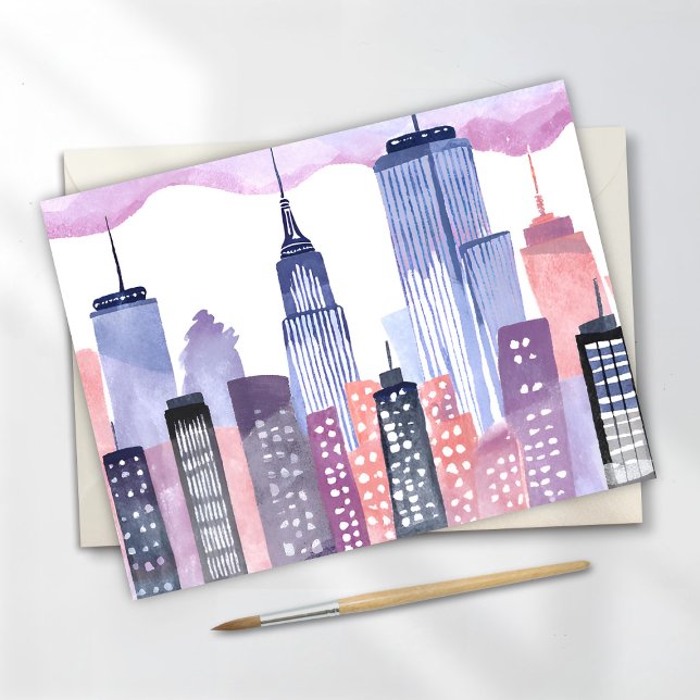 Carte Postale Paysage urbain à l'aquarelle (Créateur téléchargé)